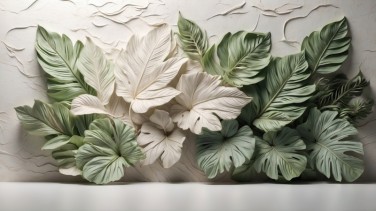 3D Фотообои «Voluminous leaves AG-VL-004»